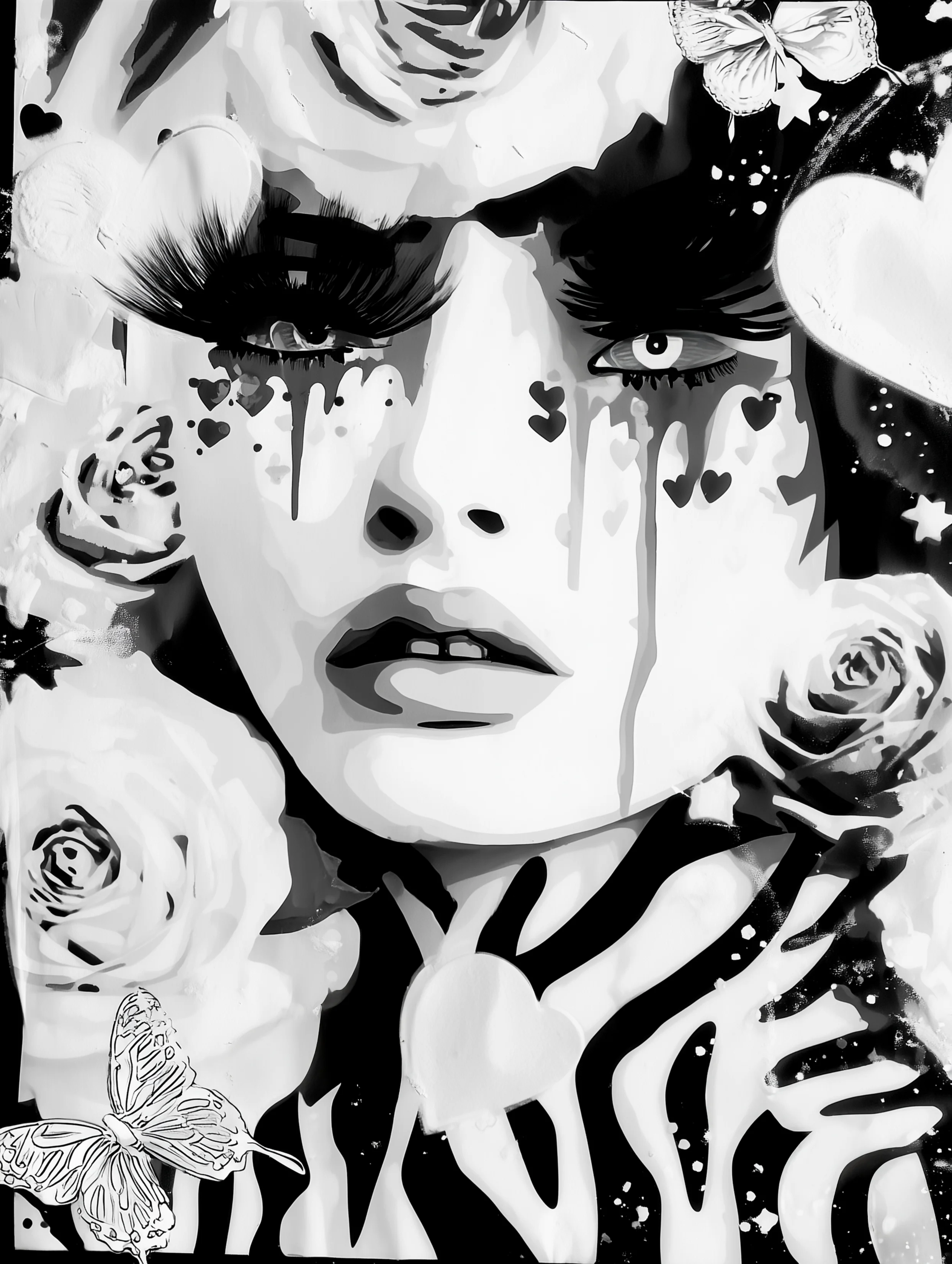 Free printable crying coloring page for adults featuring stylish woman crying